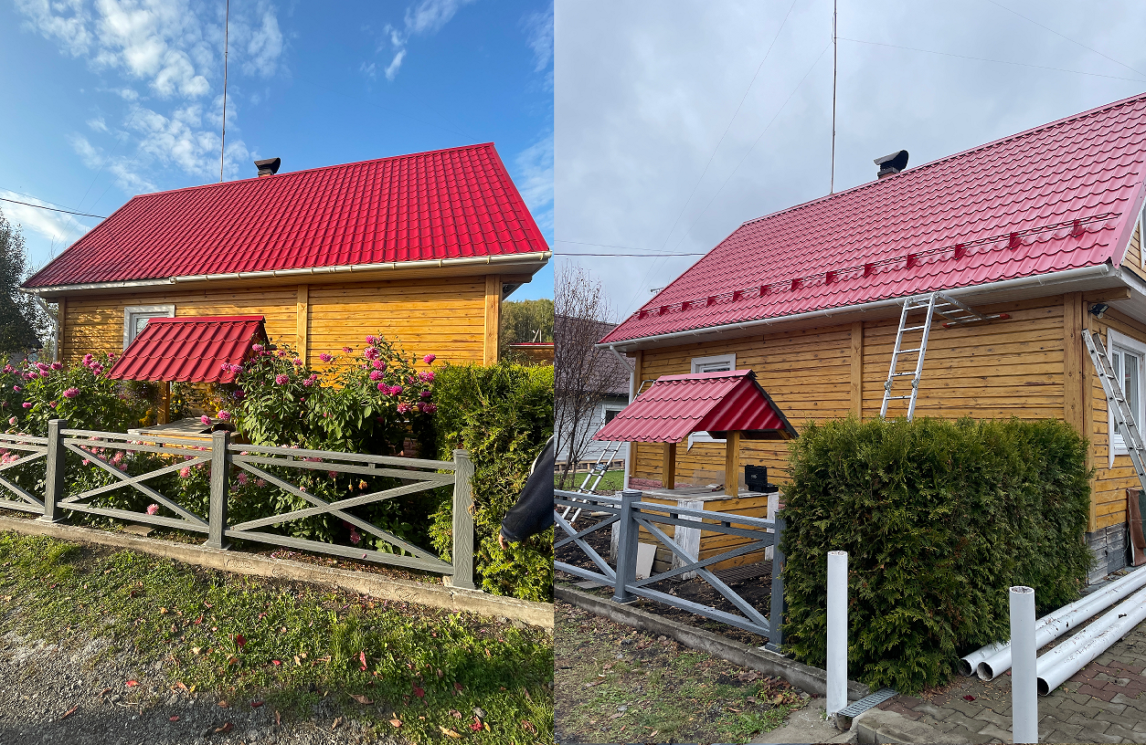 металлочерепица ламонтерра, металлочерепица grand line credo, ral 3011 металлочерепица, дом с крышей из металлочерепицы, загородный дом