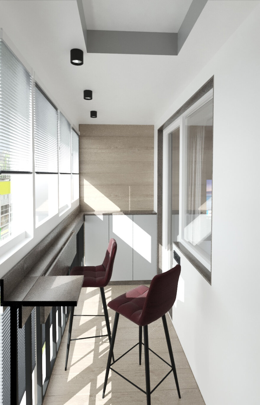 интерьер балкон, полубалкон полулоджия, дизайн балкона в современном стиле, стул полубарный joan, дизайн балкон