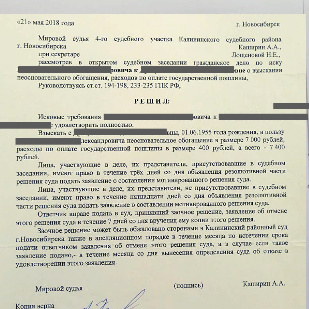 страница с текстом, решение, образец, взыскание, судебный приказ