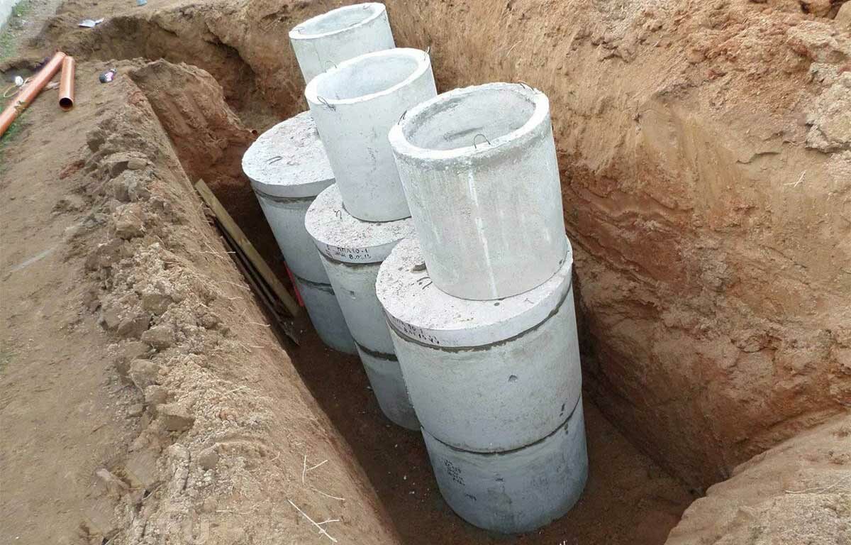 септик из жб колец, бетонные кольца для септика, септик из бетонных колец 2х3, септик из бетонных колец, канализация из бетонных колец
