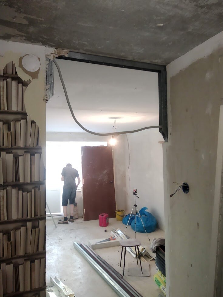 квартира, стен, гараж гск 50, стройка квартиры внутри, проем в несущей перегородке