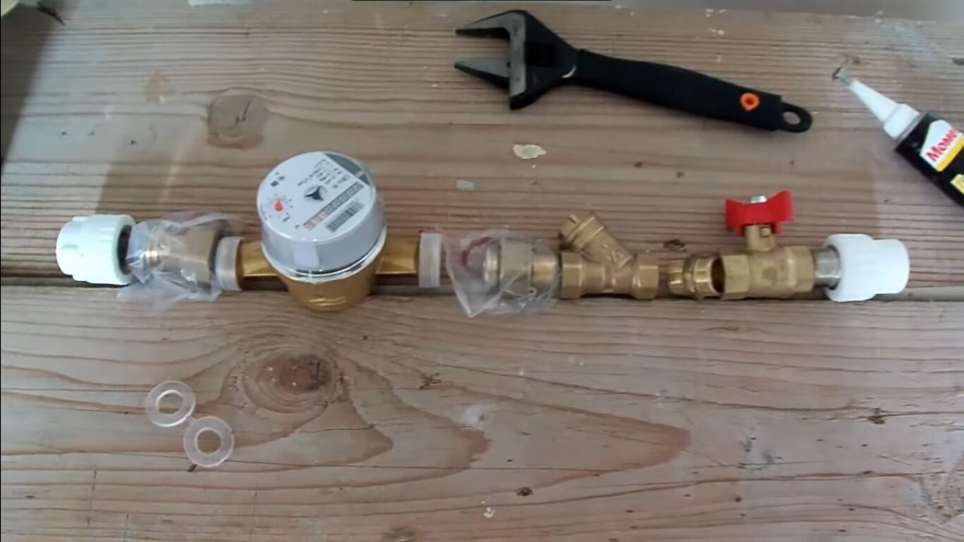 счётчик воды, водосчетчик, счётчик воды в сборе, счетчик воды на полипропилен, счетчик воды в доме