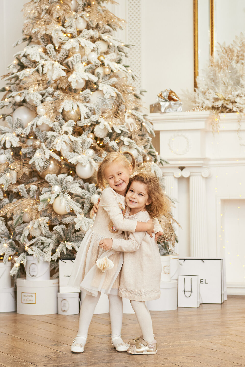 новогодняя фотосессия, нежная новогодняя фотосессия, новогодняя фотосессия в самаре, новогодняя фотосессия в фотостудии, новогодняя фотосессия в светлых тонах
