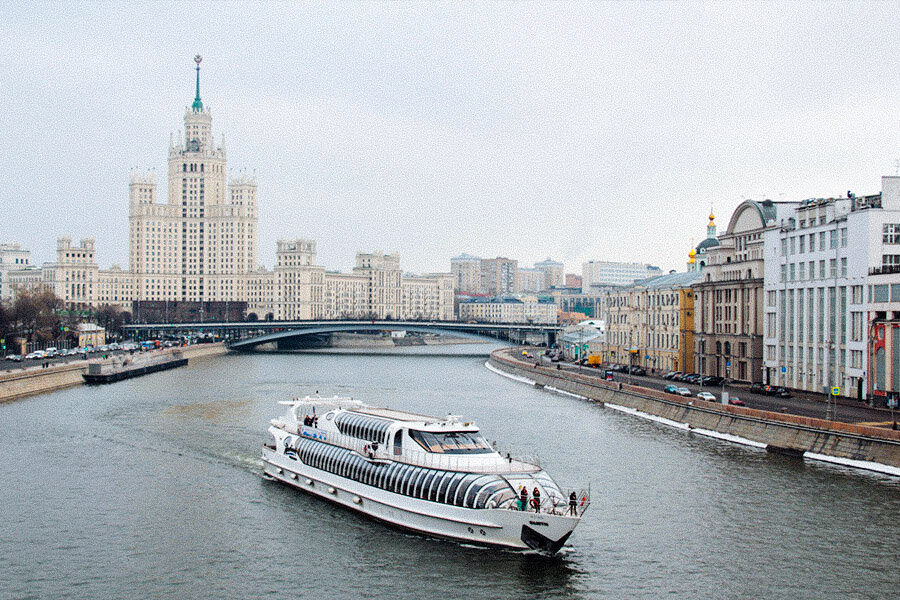 сталинские высотки устьинский мост, парящий мост вид с москва-реки, москва, москва река центральный образ, большой устьинский мост