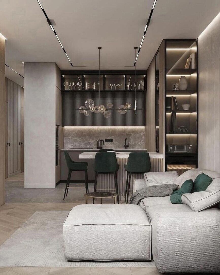 кухня гостиная современная, кухня гостиная проект, современный дизайн кухни гостиной, интерьер кухни гостиной, дизайн кухни гостиной