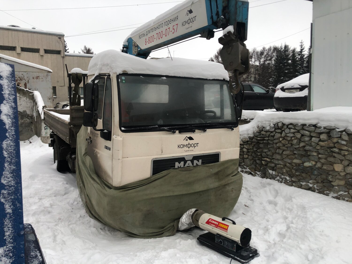 отогрев грузового авто, отогрев грузового volvo, грузовик, отогрев грузовых автомобилей, автомобиль