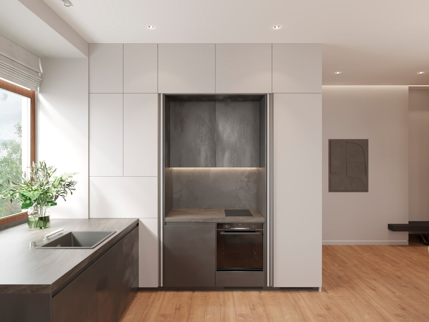 дизайн интерьера, дизайн квартир, интерьер, кухня в стиле минимализм, дизайн кухни