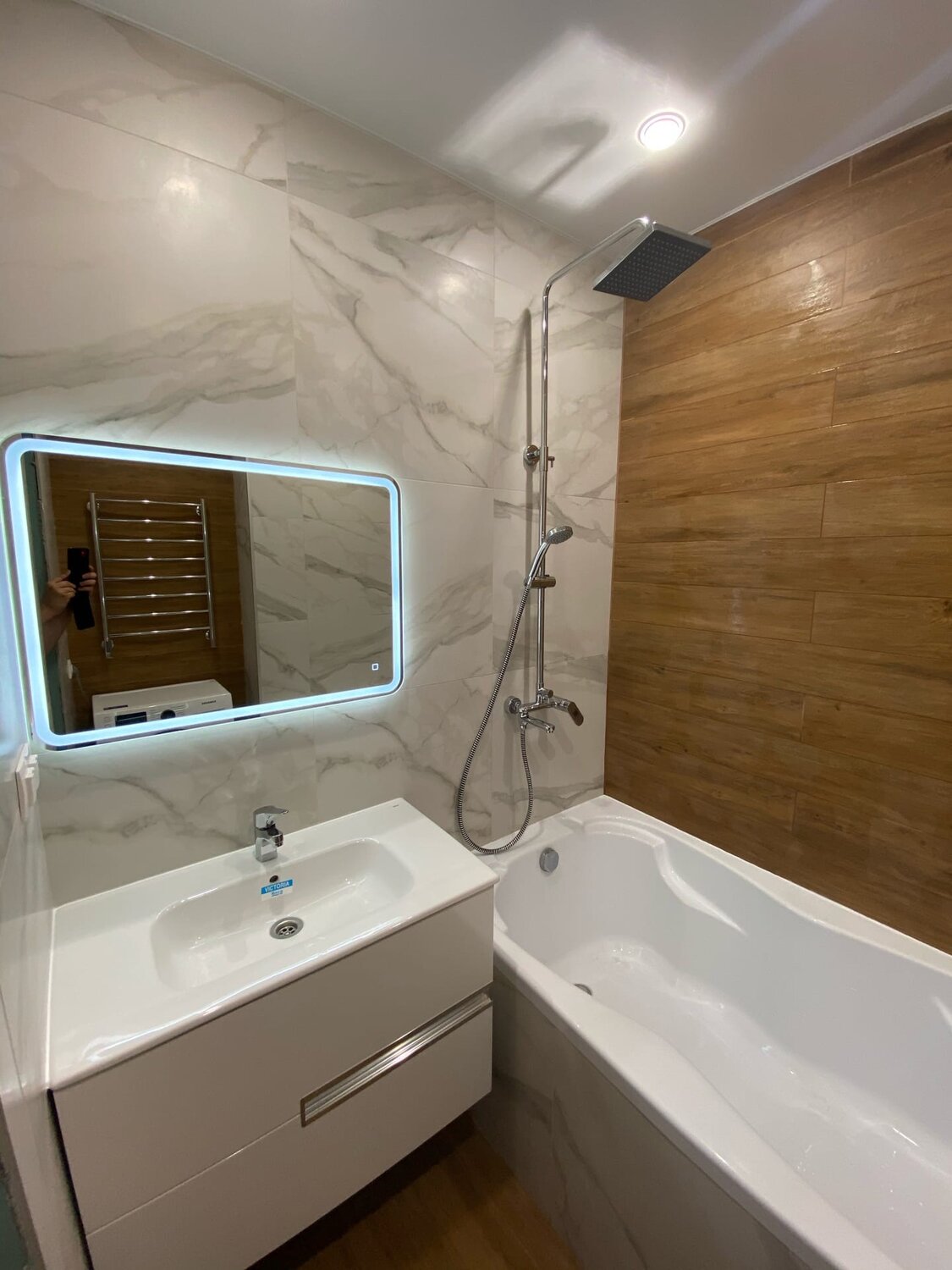 ванная комната, ванн, дизайн ванной жк притяжение, ванная комната под ключ, ванная комната в брежневке плитка под светлое дерево и серая