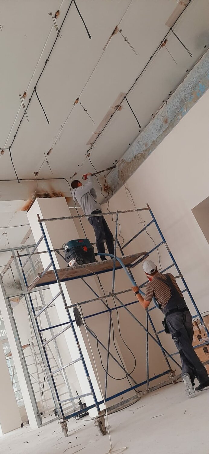 капитальный ремонт, монтаж, строители на лесах, строительный, дома курган многоквартирных