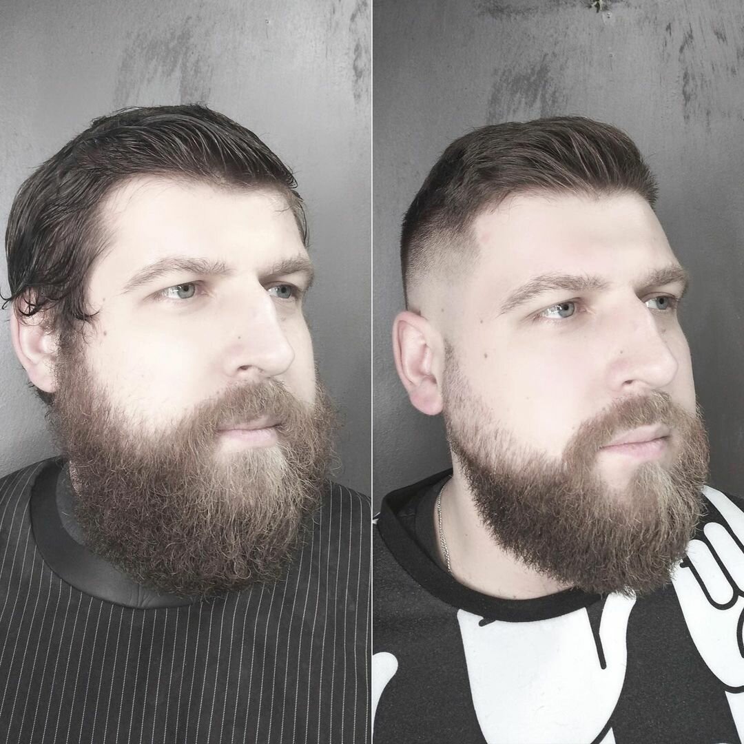 мужчина, борода, до после стрижка усов в барбер, beard, человек