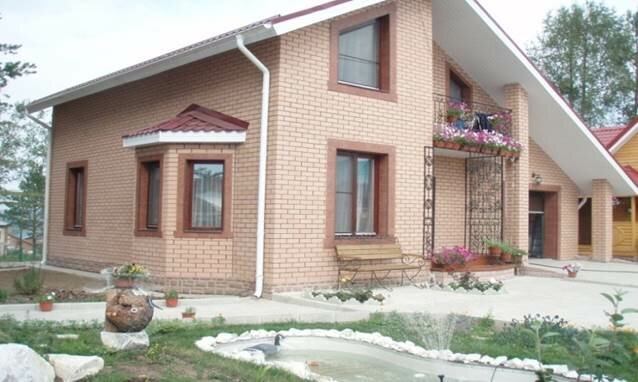 коттедж, дом, сайдинг под кирпич коттедж, новый дом кирпич, загородный дом