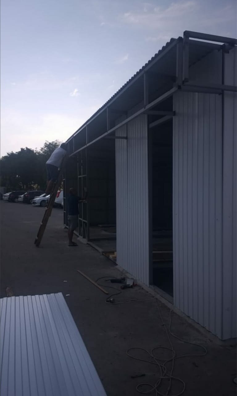 склад из металлопрофиля, легковозводимый складской ангар, ангар из металлопрофиля 60 на 60мм, ангар для хранения тбо со сливом, ангар