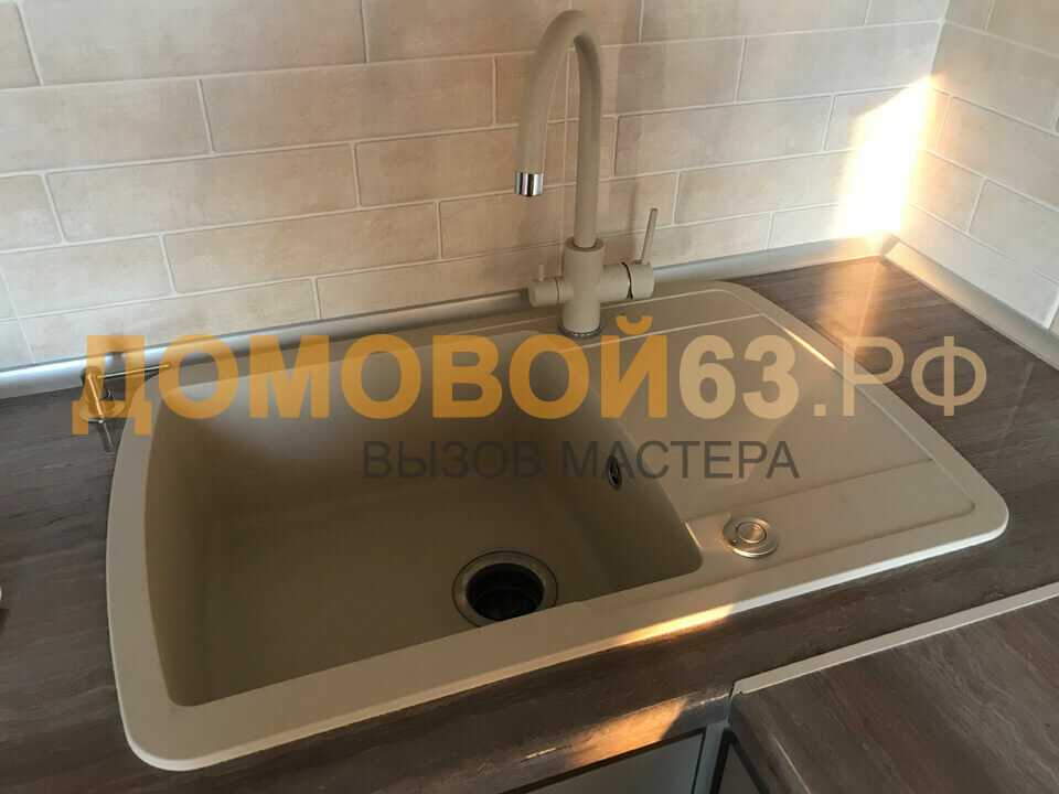 мойка, мойка кухонная polygran f-07 серый, интегрированная мойка, кухонная мойка, каменная мойка