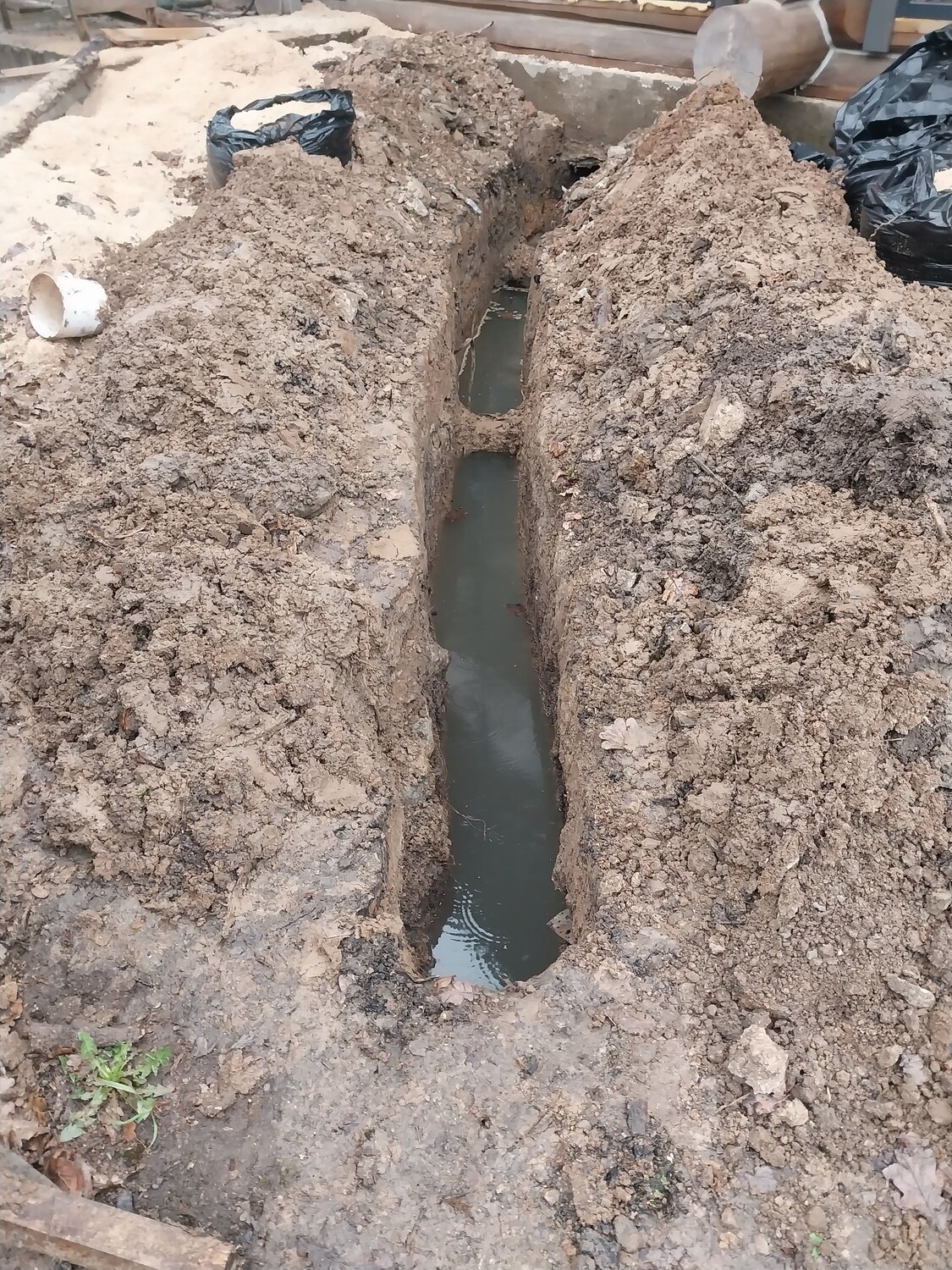 копка траншей, траншея для водопровода, траншея под водопровод, дренажная канава, дренаж водопонижение