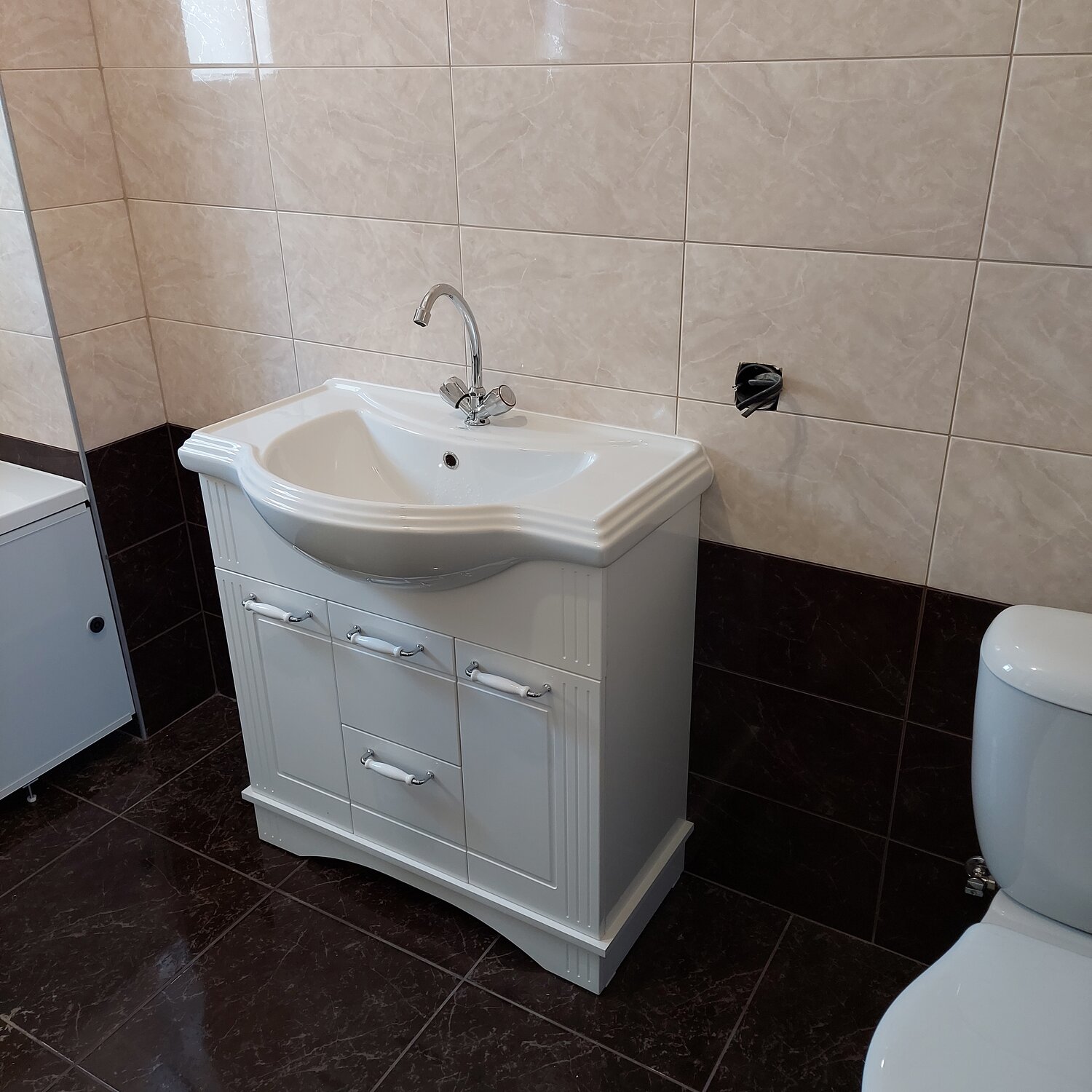 тумба с раковиной м-классик британика 120 классик, раковина с тумбой, умывальник с тумбой, тумба с раковиной runo, тумба под раковину aquaton