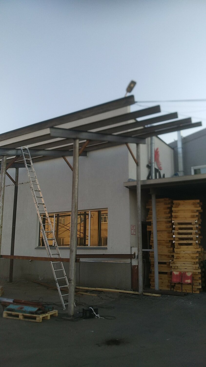 дом из металлоконструкций, kanopi, навес, фасадные работы, металлоконструкций