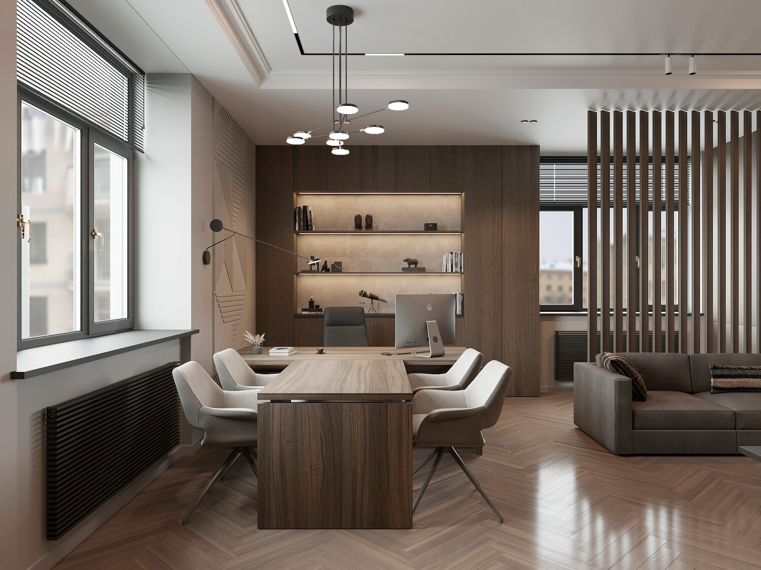 интерьер кабинета в доме в современном стиле, кабинет в доме в современном стиле, интерьер офиса минимализм, дизайн проект офиса, дизайн интерьера офиса