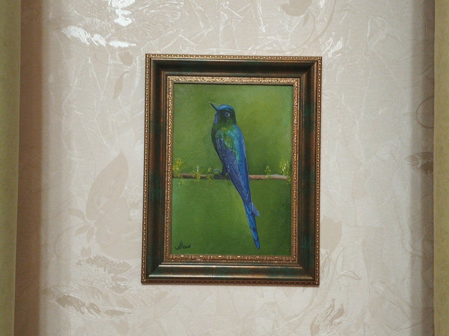 картины, картины с птицами, картина с паспарту, попугай картина, птицы