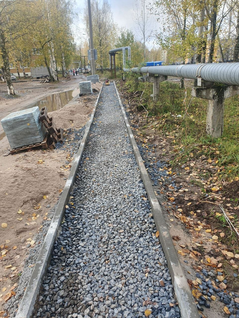 старый асфальт, тротуары, в сквер, бетонирование бордюра 100 300 80, дорога