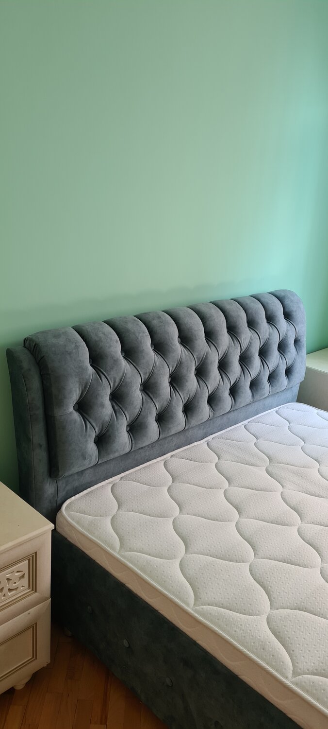 мягкое изголовье, кровать 1.5 с мягким изголовьем, кровать капитоне, кровать с изголовьем из экокожи, кровать честер