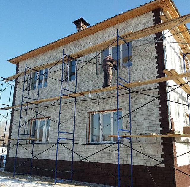 Монтаж фасада из клинкерной плитки