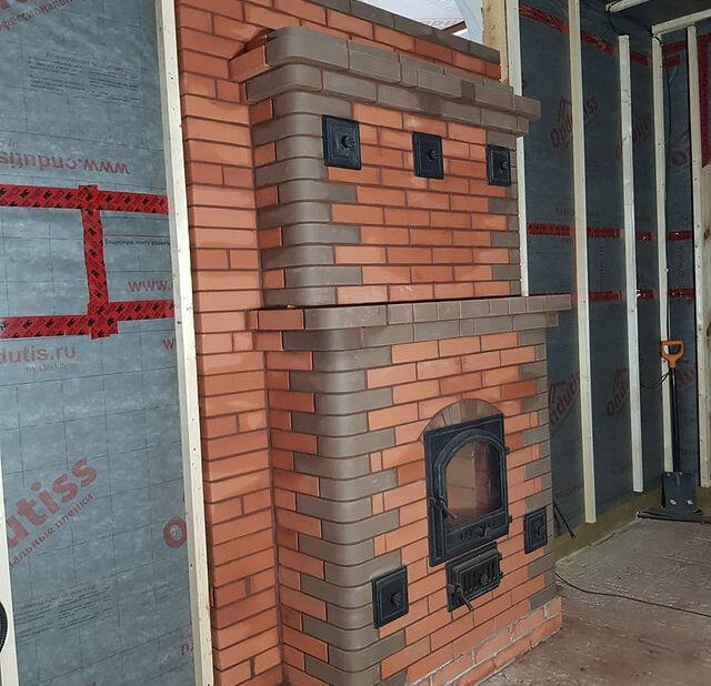 отопительная кирпичная печь 100кв, каминопечь кирпичная, кирпичная печь, каминопечь кузнецова, отопительная колпаковая печь кузнецова