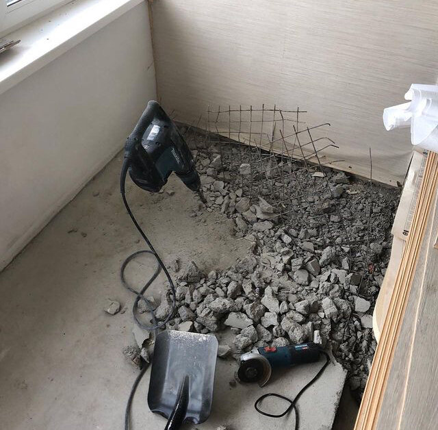 демонтаж бетонной стяжки, демонтаж стяжки пола, демонтаж стяжки, стяжка пола, демонтажные работы