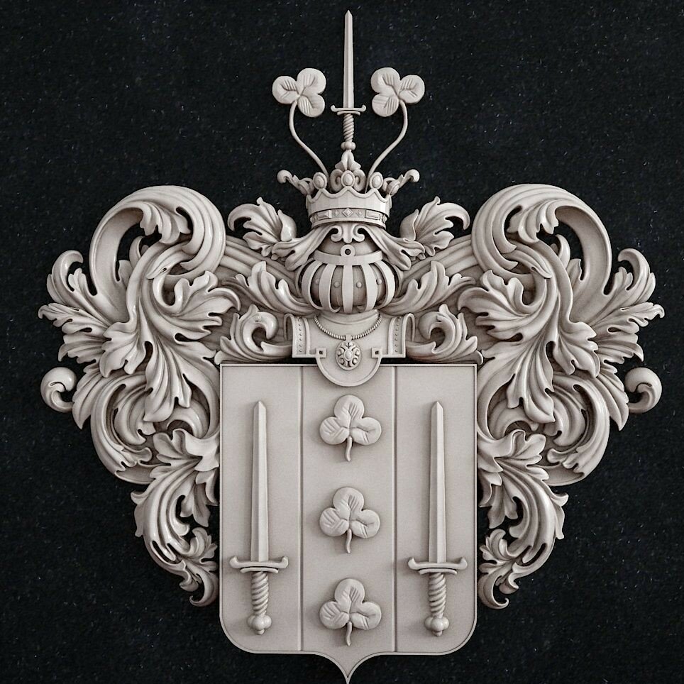 фамильный герб stl, лепнина геральдика, геральдическая резьба по дереву, фамильный герб из дерева, резьба по дереву геральдика