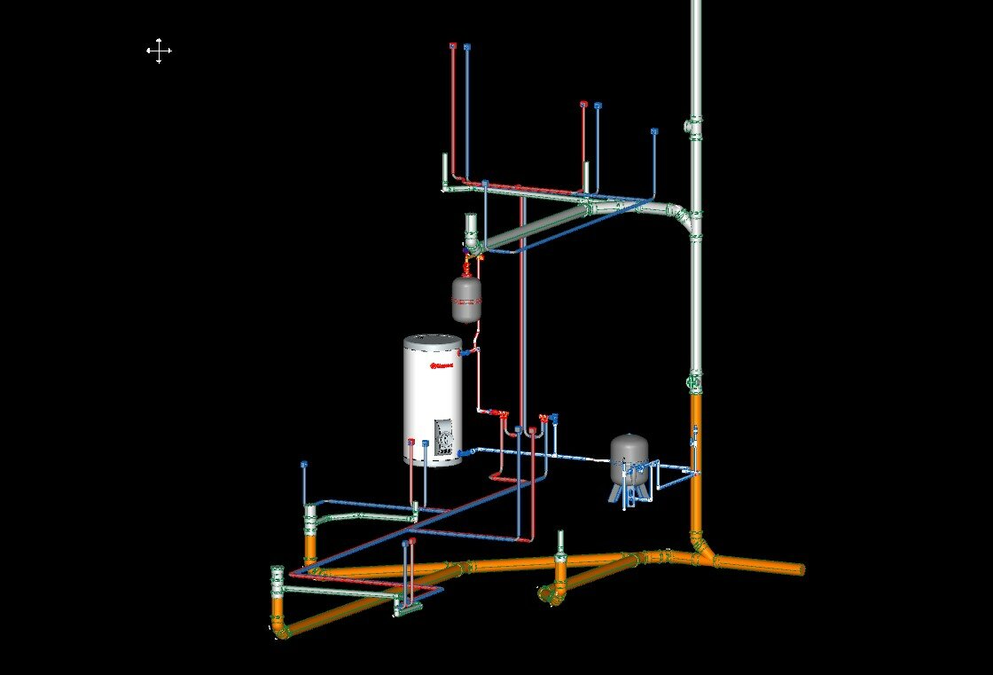 отопление водоснабжение, обвязка котельной, инженерные системы, обвязка бойлера косвенного нагрева с рециркуляцией ваxi, системы водоснабжения