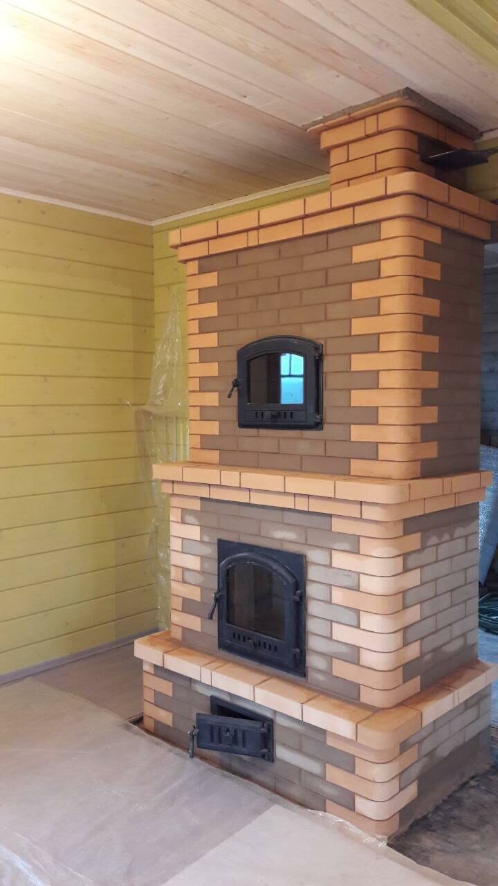 отопительная каминопечь с хлебной камерой, каминопечь кирпичная, каминопечь голландка, каминопечь из кирпича, каминопечь