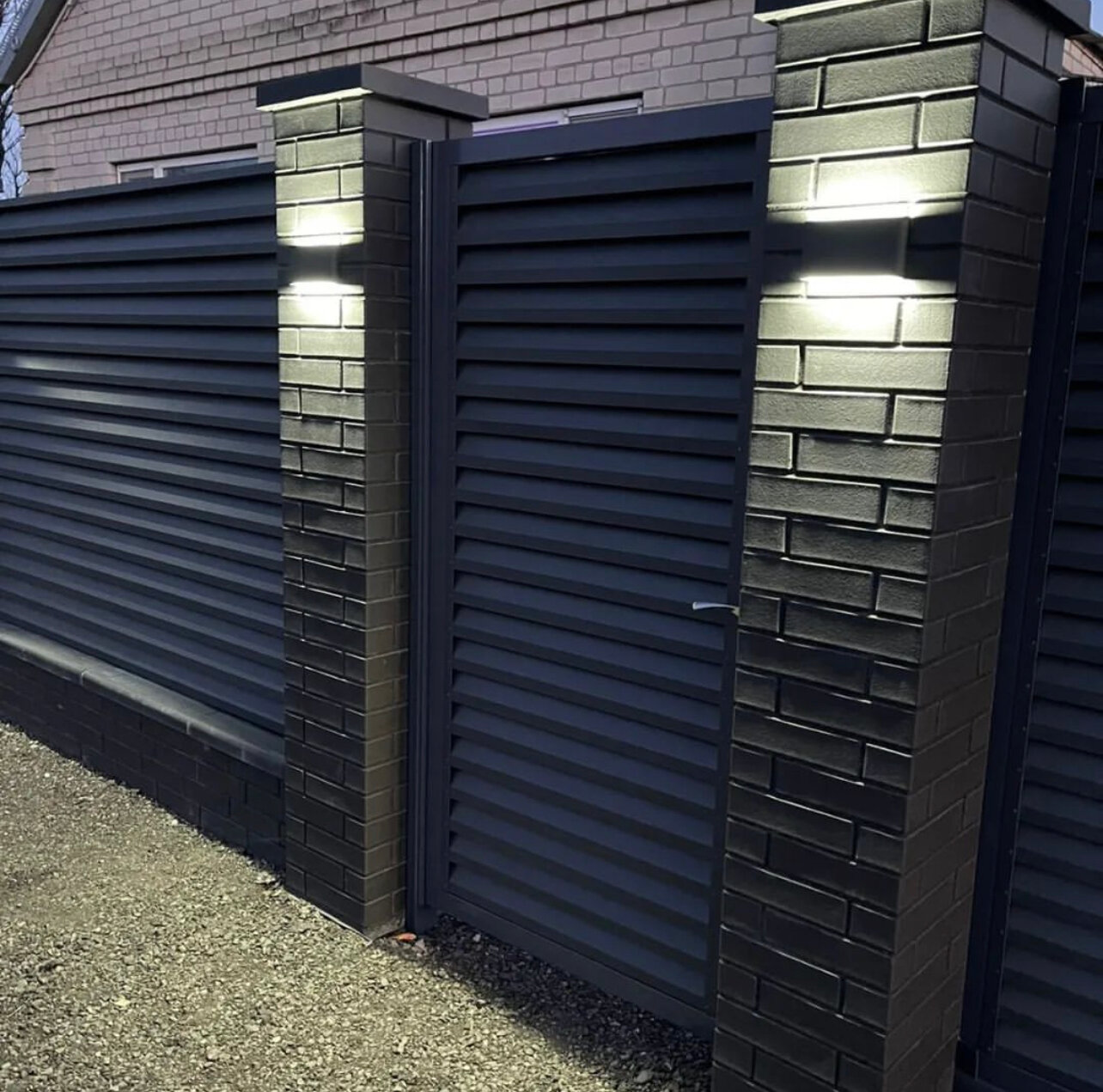 ворота забор, калитка забора, мехбуд заборы, красивый забор, забор жалюзи металлические