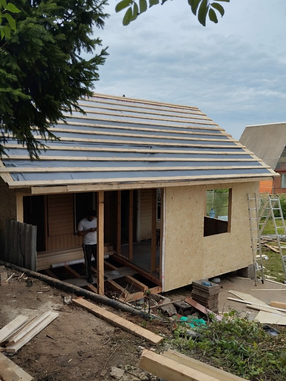 крыша на пристройку к дому, пристройка, строим дом