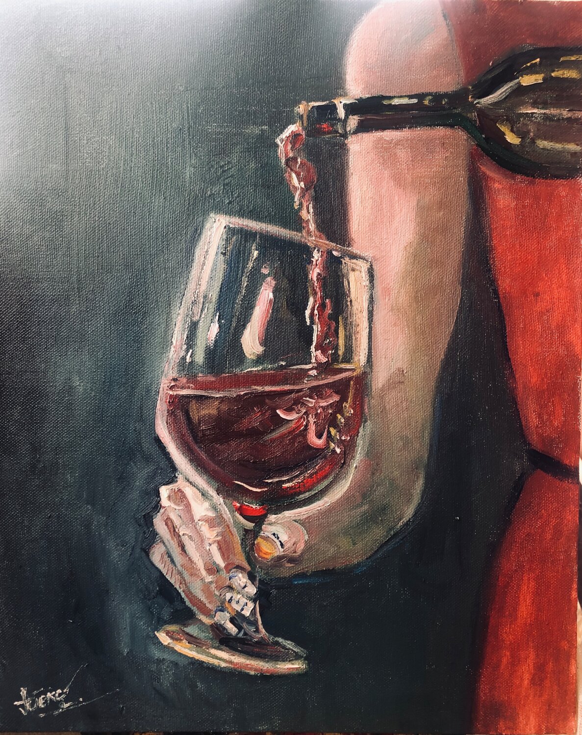 Кот с бокалом вина картина