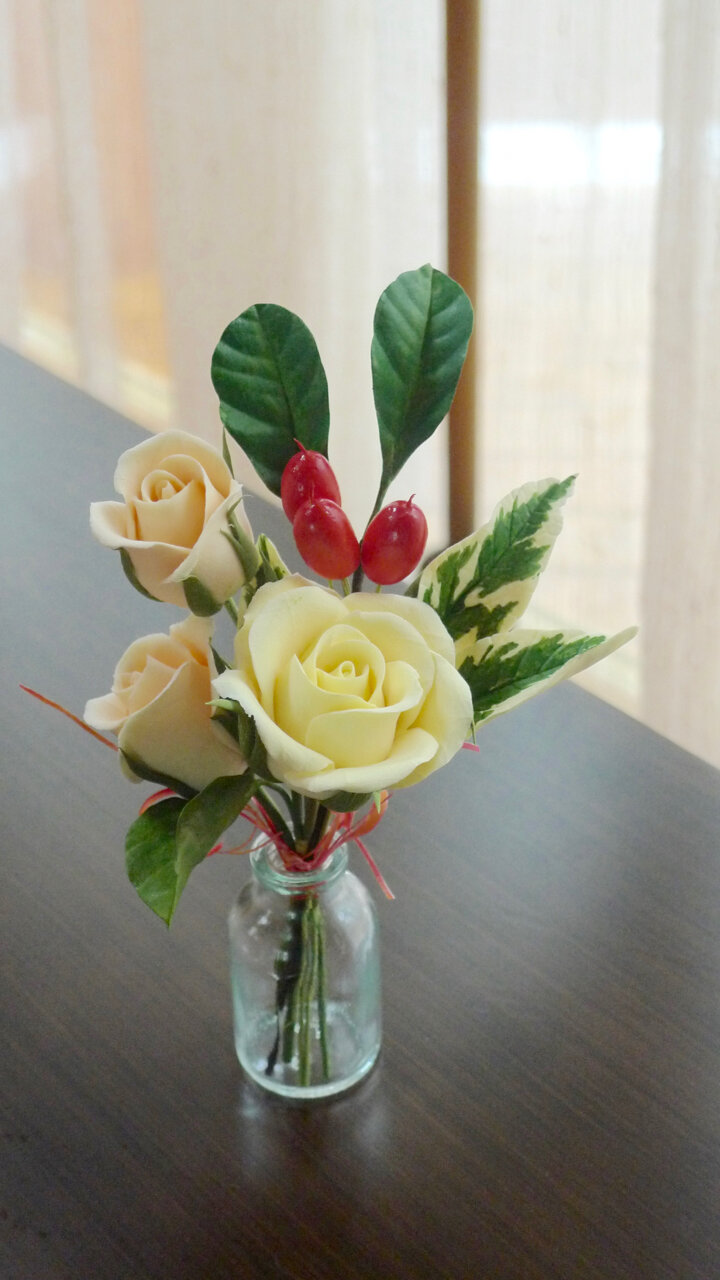 цветки, искусственные цветы, цветочные композиции, лимоновые розы, цветок розы