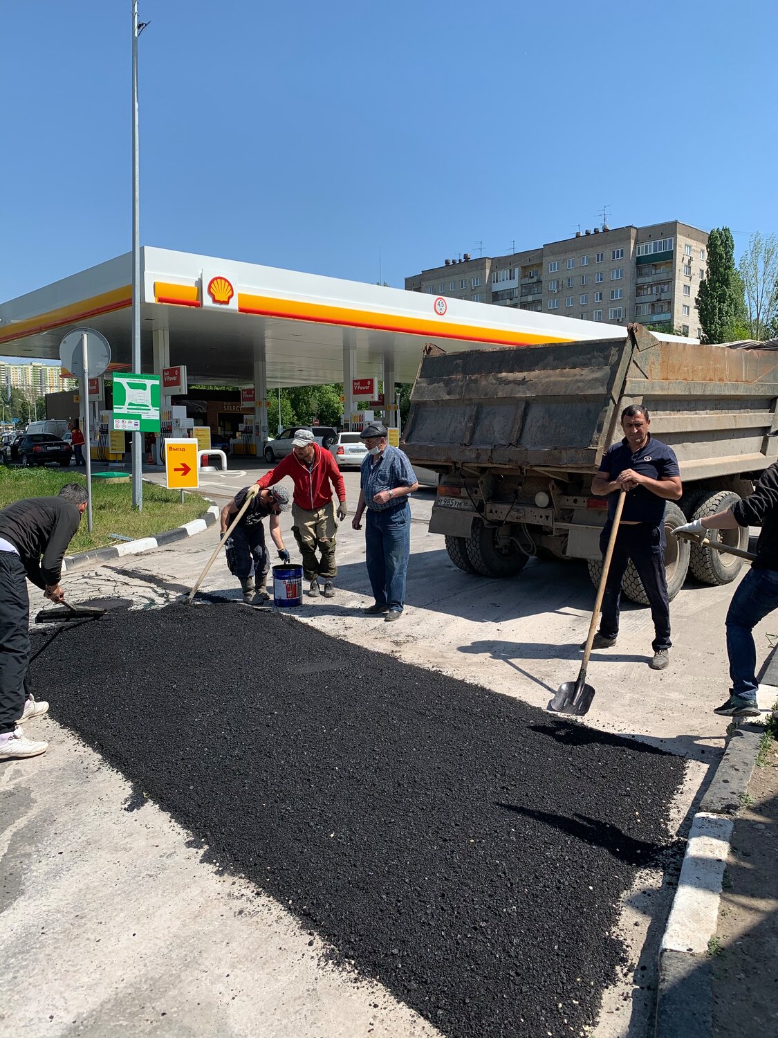 асфальт, belediye, армян с тележкой асфальта, дорожная, дорожные работы