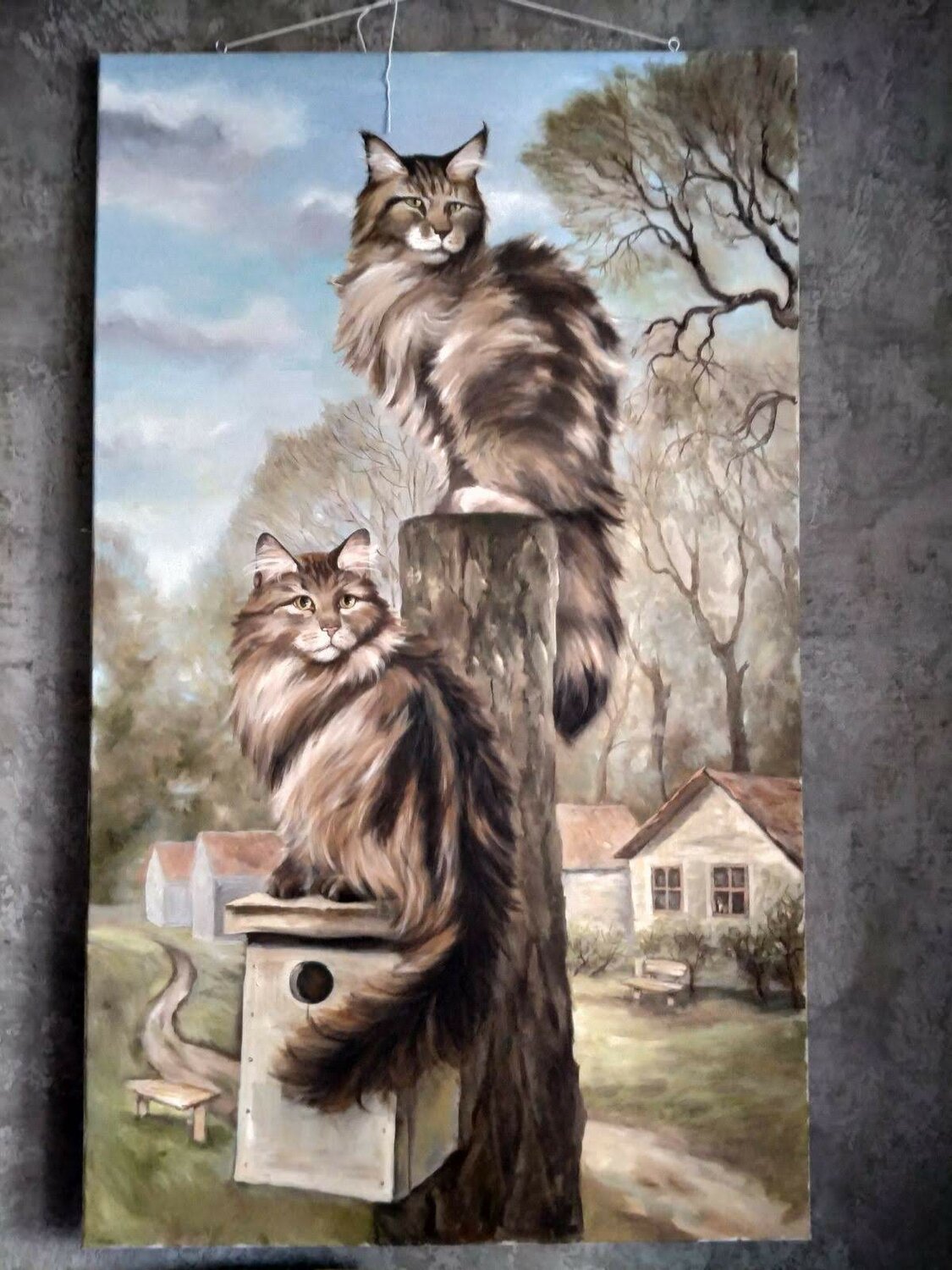 мейн кун, картина, кот, картина мейн куна красками, любимые кошки