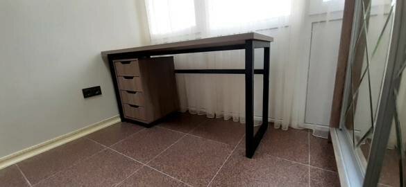 стол с тумбой, брусали письменный стол, коричневый90x52 см, икеа письменные столы брусали, письменный стол, стол компьютерный мебелайн-33