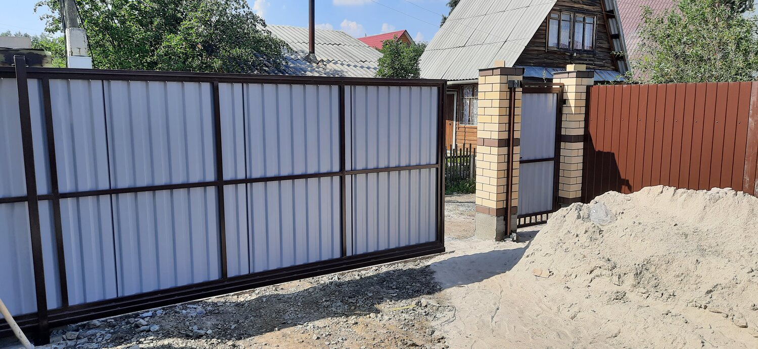 откатные ворота, откатные ворота профлист, откатные ворота из профлиста, откатные ворота и калитка, откатные ворота из профнастила