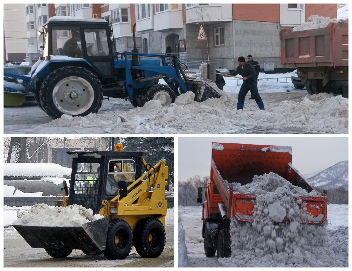 уборка снега, трактор для чистки снега, трактор, снегоуборочная техника, трактор мтз 82.1 с отвалом и щеткой