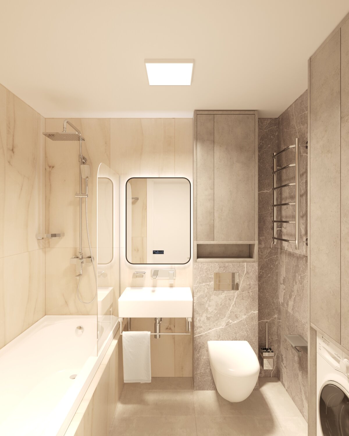 санузел в современном стиле, дизайн ванной в современном стиле, санузел в светлых тонах, интерьер ванная, дизайн интерьера ванной комнаты