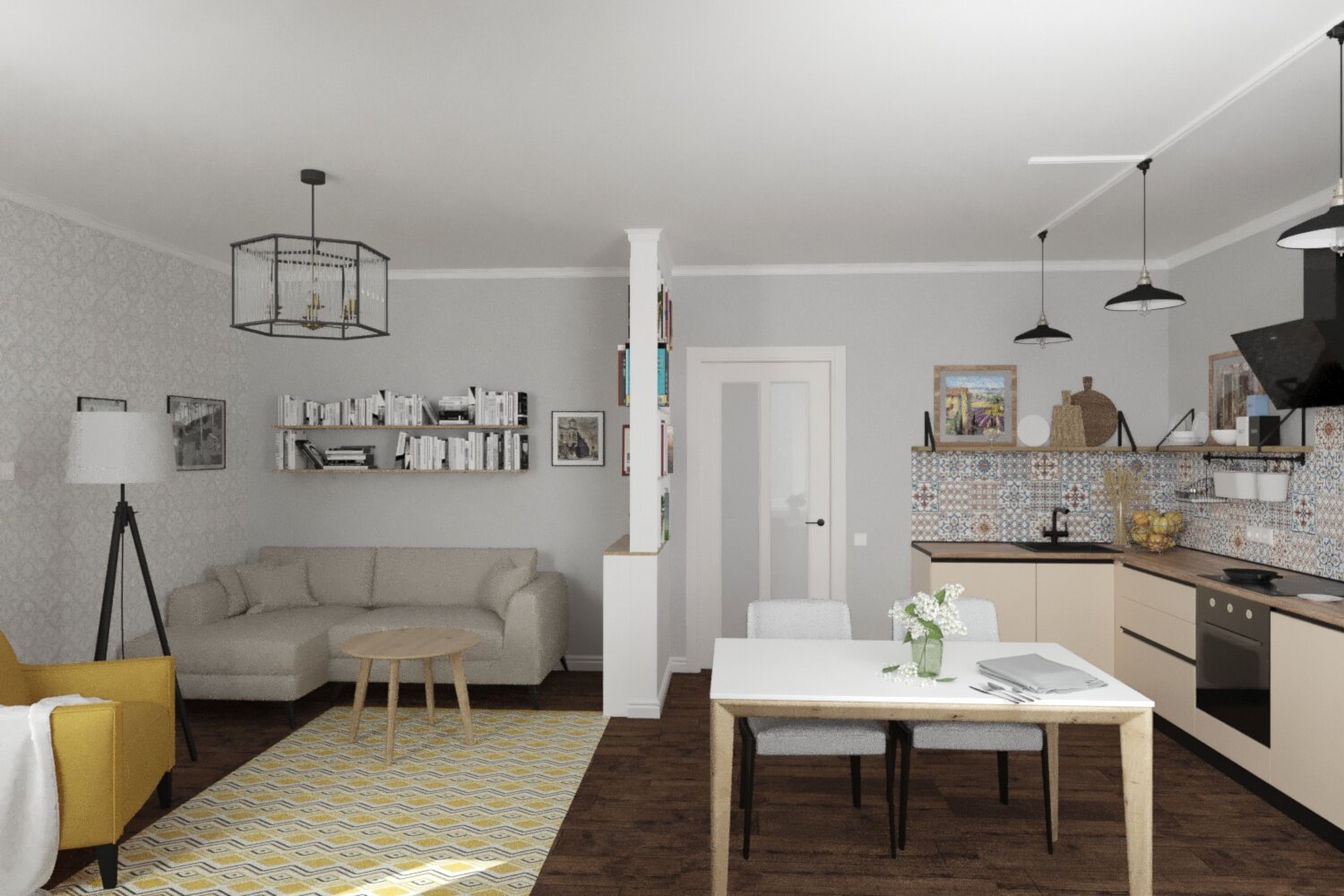 кухня гостиная в скандинавском стиле, кухня гостиная икеа, скандинавский стиль в интерьере малогабаритных квартир, кухня гостиная в стиле сканди, интерьер квартиры студии