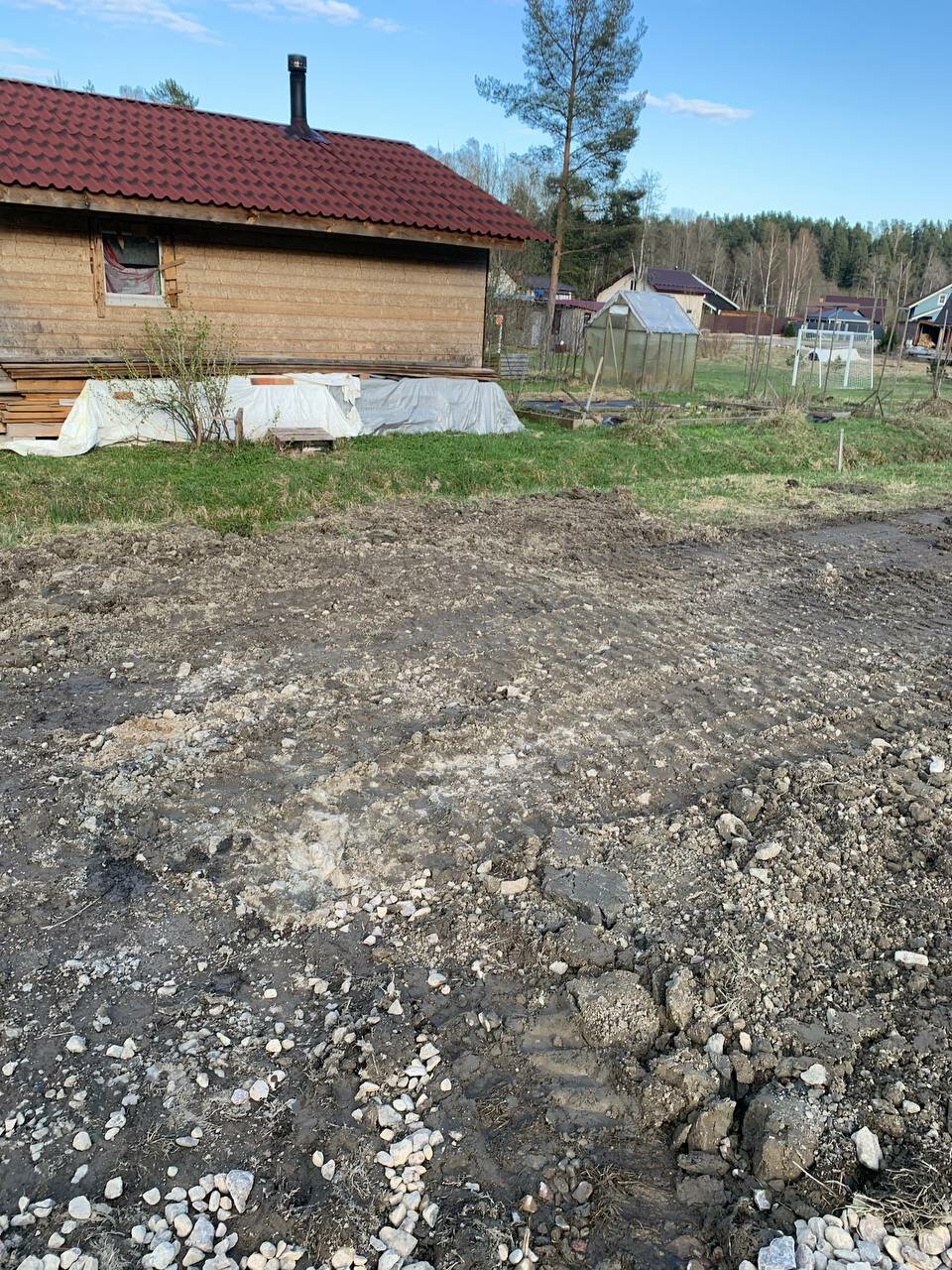 отсыпка участка грунтом, дома дачи, дома в деревне, земельного участка, дом в