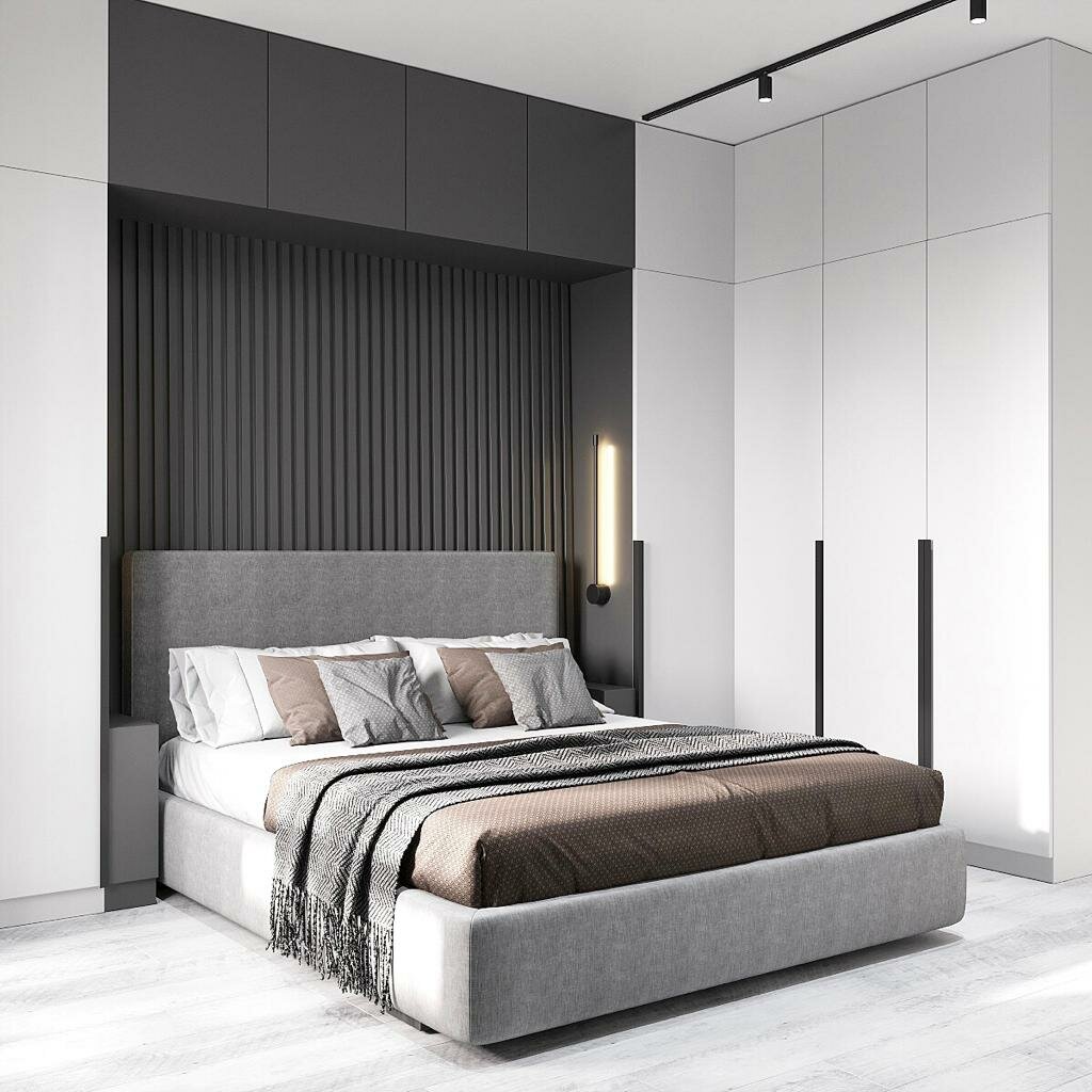 кровать fendi hilding anders, двуспальная кровать с мягким изголовьем, спальня в стиле, современные кровати, серая кровать