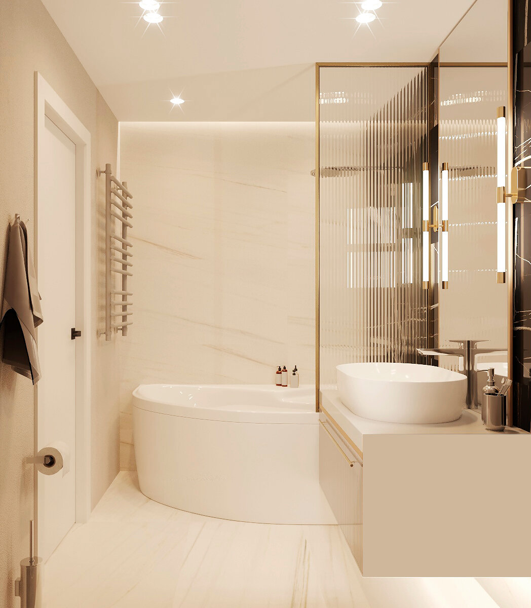 ванная современный дизайн, дизайн интерьера ванной, дизайн ванной комнаты, ванная в светлых тонах, ванна интерьер ванной