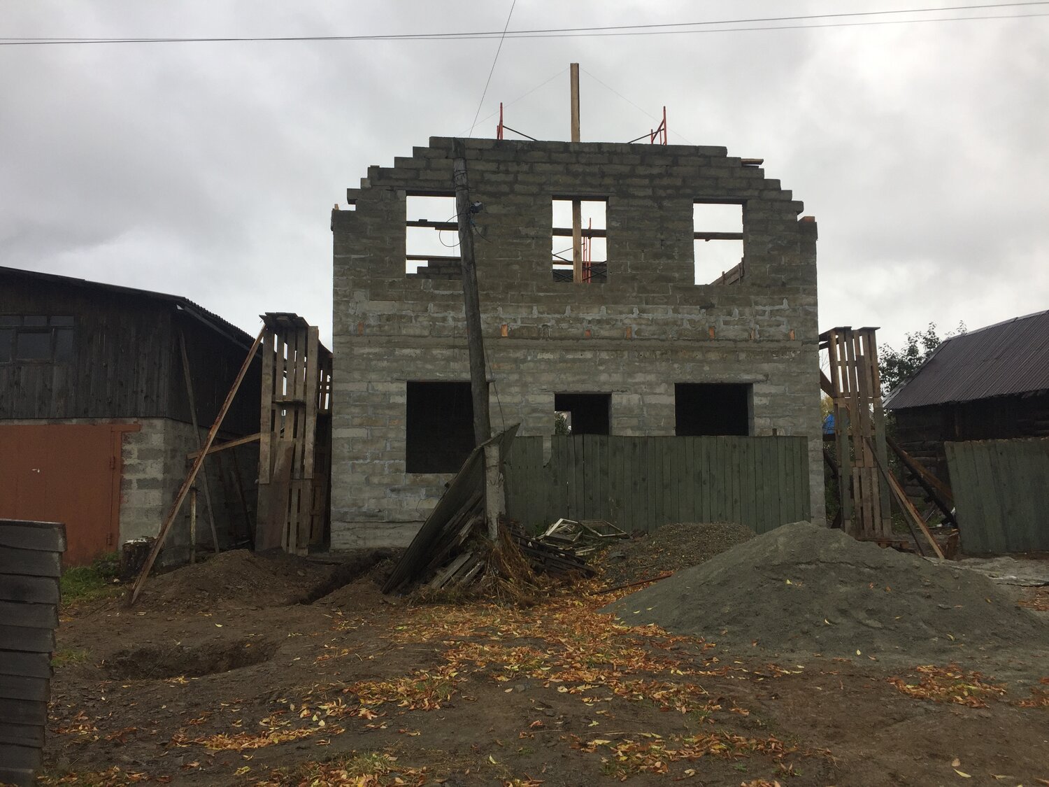 недостроенный дом, строительство домов, керамзитобетонные блоки дом, дом, строим дом