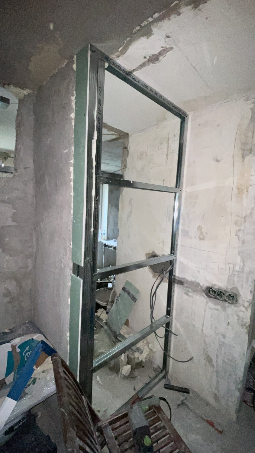 перегородка из гипсокартона, выравнивание стен гипсокартоном, зашить стену гипсокартоном, шкаф из гипсокартона, каркас для гипсокартона