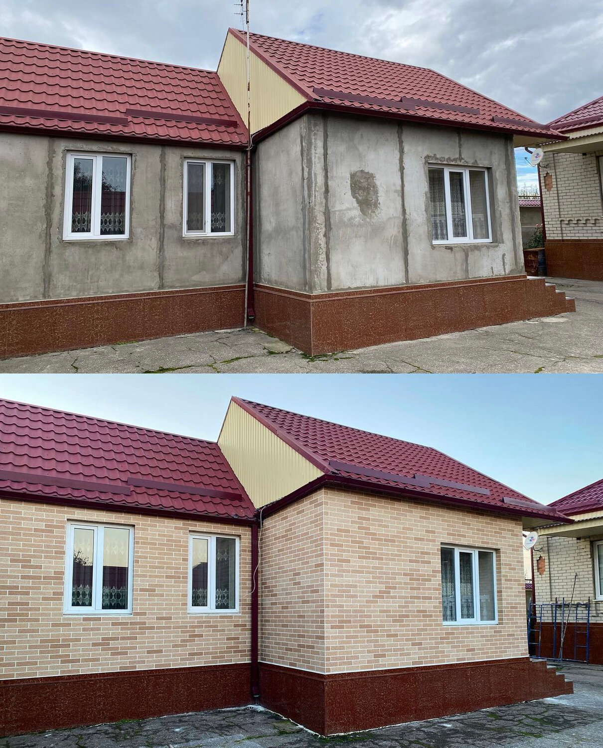 фасадные панели, фасадные работы, отделка фасада, цокольный сайдинг, дом в карасуке