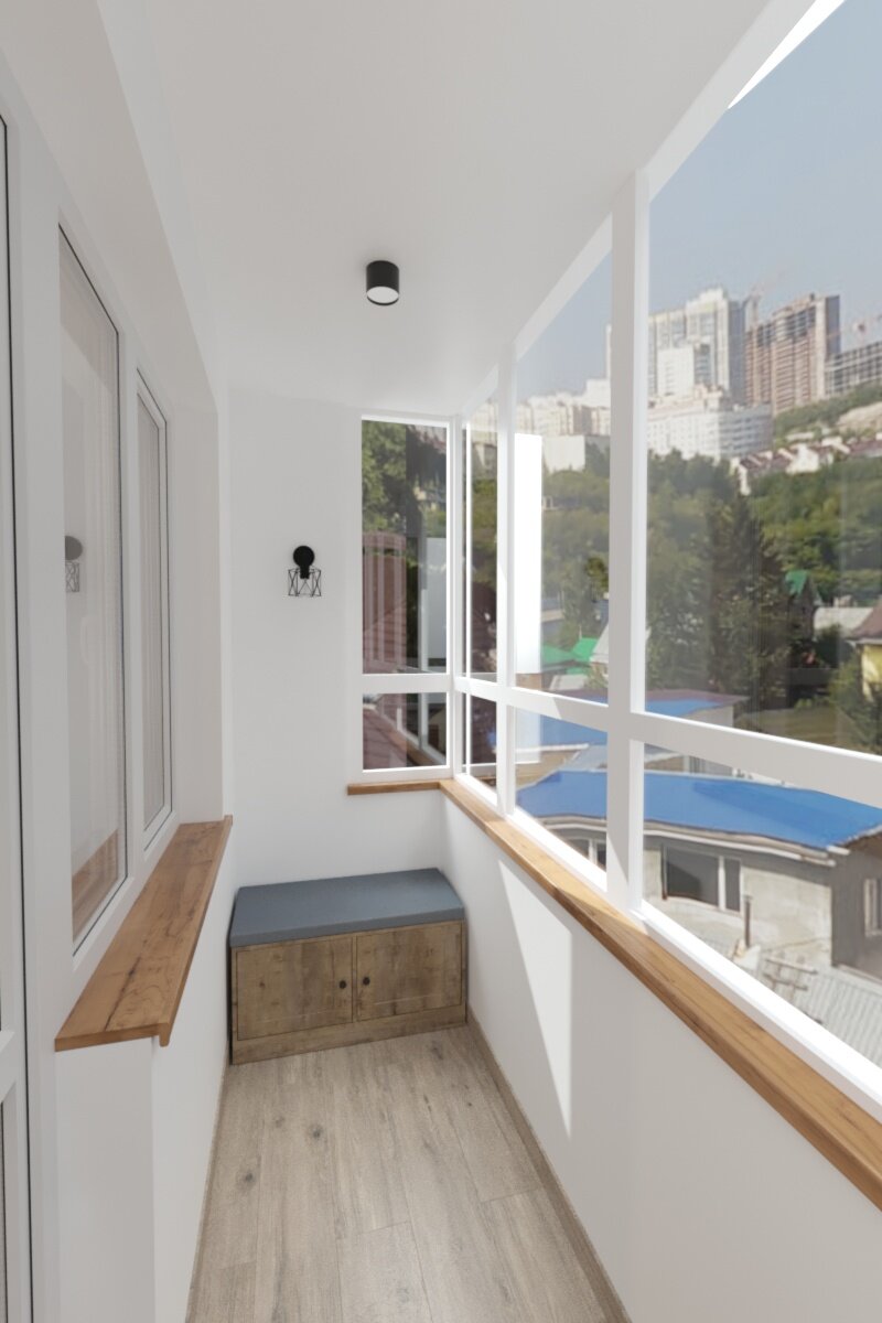 полубалкон полулоджия, остекление балкона, интерьер балкон, лоджия балкон, отделка балкона