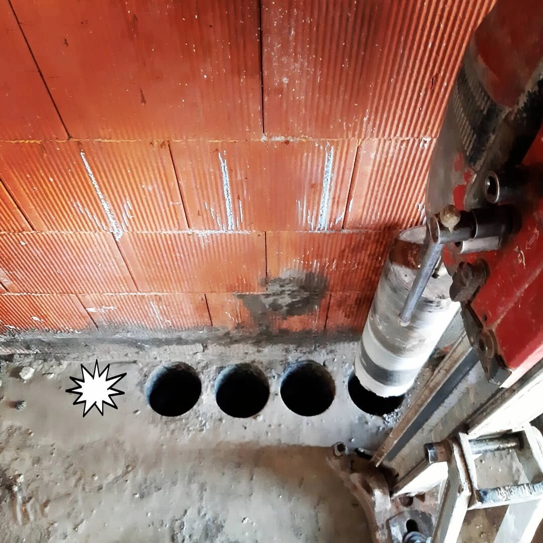 Пробивка отверстий в железобетонных стенах - 92 фото