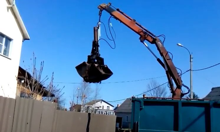 грейфер манипулятор на газ, грейферный ковш, грейфер, грейферный захват, копка грейфером видео